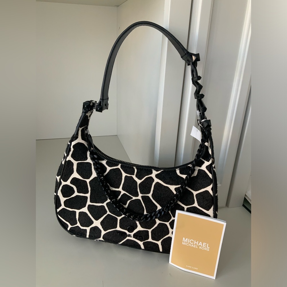 MICHAEL KORS Piper Small Animal Print Calf Hair Shoulder Bag Purse BRAND NEW